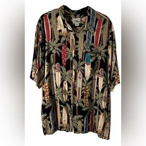 REYN SPOONER MENS XL HAWAIIAN BUTTONUP RAYON SHIRT SURFBOARDS BEACH ISLAND PRINT